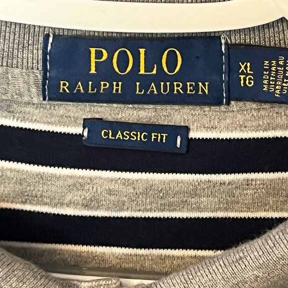 Ralph Lauren Men's Polo Shirt - navy blue and White Stripes - Picture 3 of 3